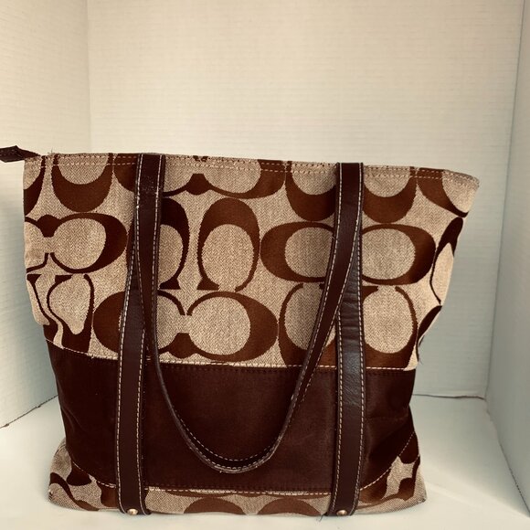 COACH Classic C Leather Fabric Purse Handbag Pocketbook Really $? - Picture 6 of 16